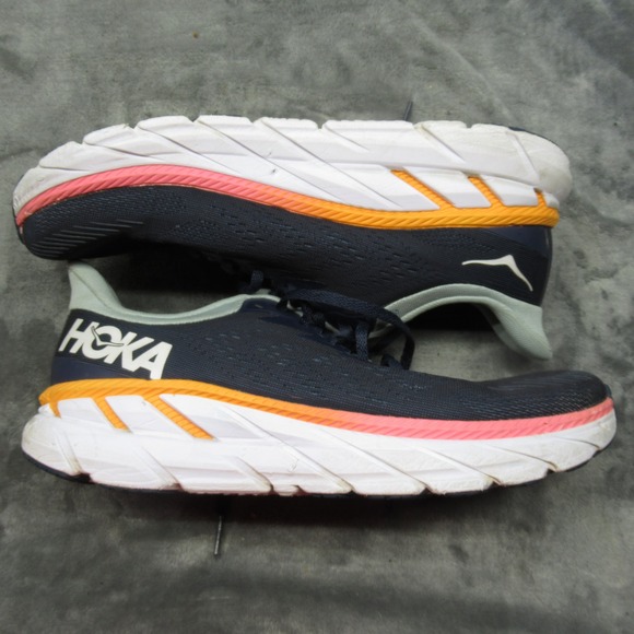 Hoka Running Shoes Women 10 Blue Clifton 7 Low Impact Lightweight Chunky Lace-Up - Picture 12 of 16
